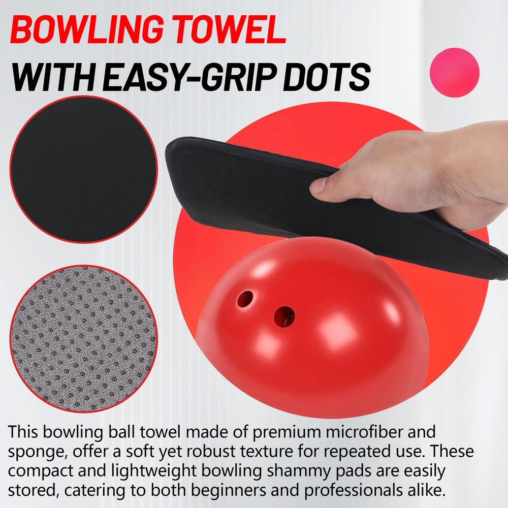 Microfiber Bowling Ball Towel Shammy Pad **with Easy Grip Dots** 4 Pcs