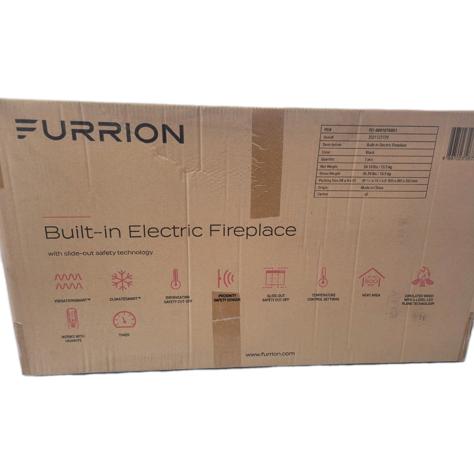 FURRION 34" Electric Fireplace With Remote FF34SW15A-BL *RV/CAMPER (NEW-IN BOX)