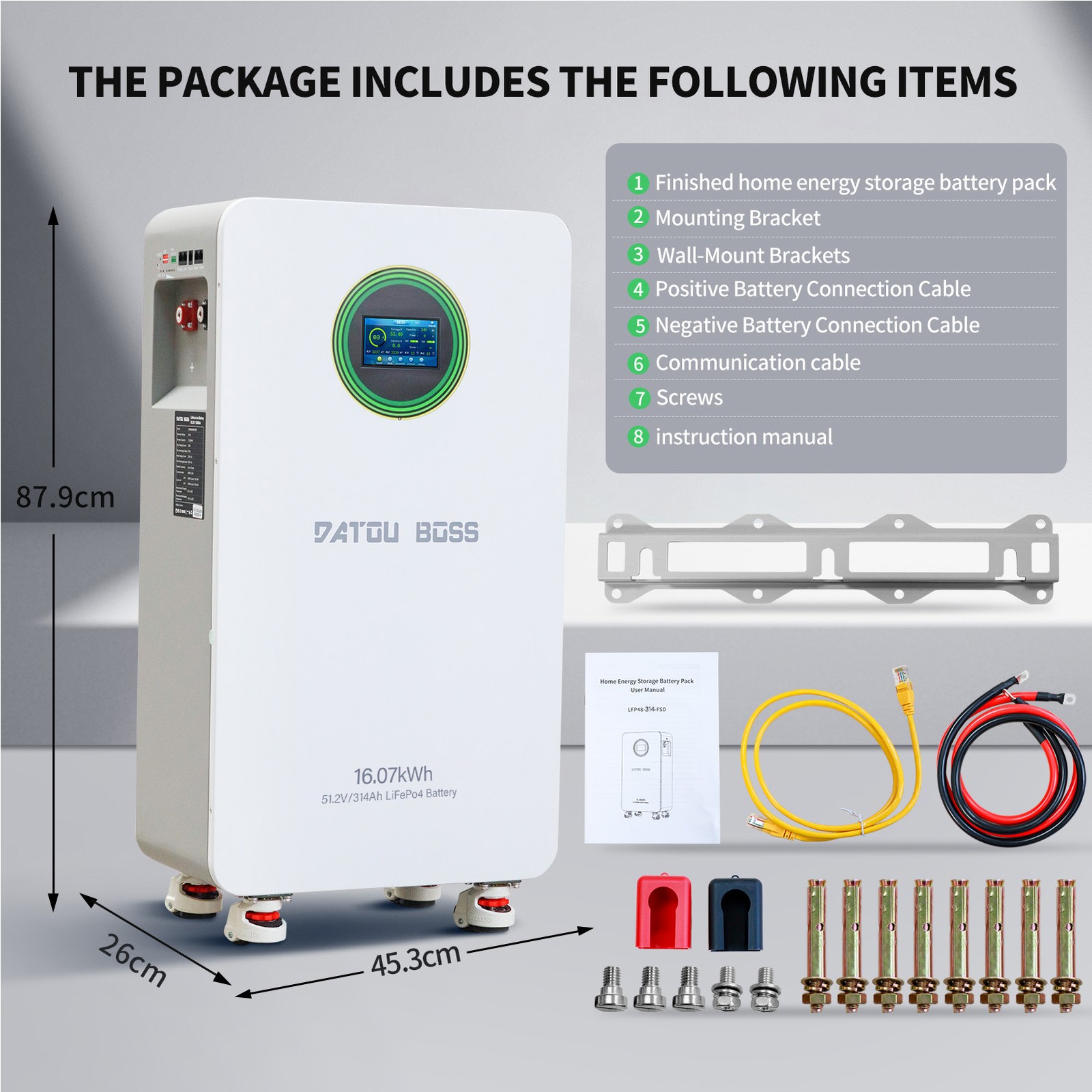 48V 314Ah 16.07kWh Lithium Battery LiFePO4 Battery for RV Solar Off-grid Boat