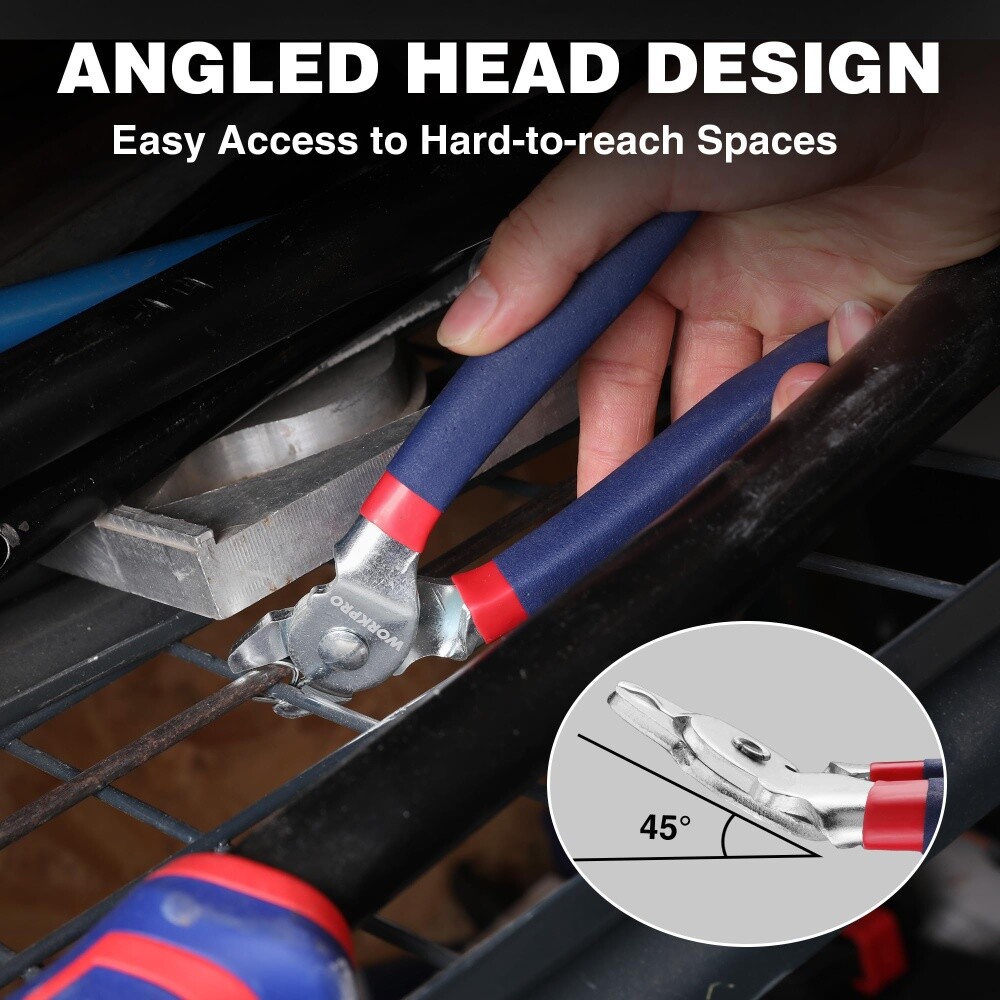 WORKPRO Bent Hog Ring Pliers with 500 Pcs 3/4" Hog Rings Auto Upholstery NEW