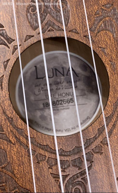 Luna Brown Engraved Ukulele With Soft Case