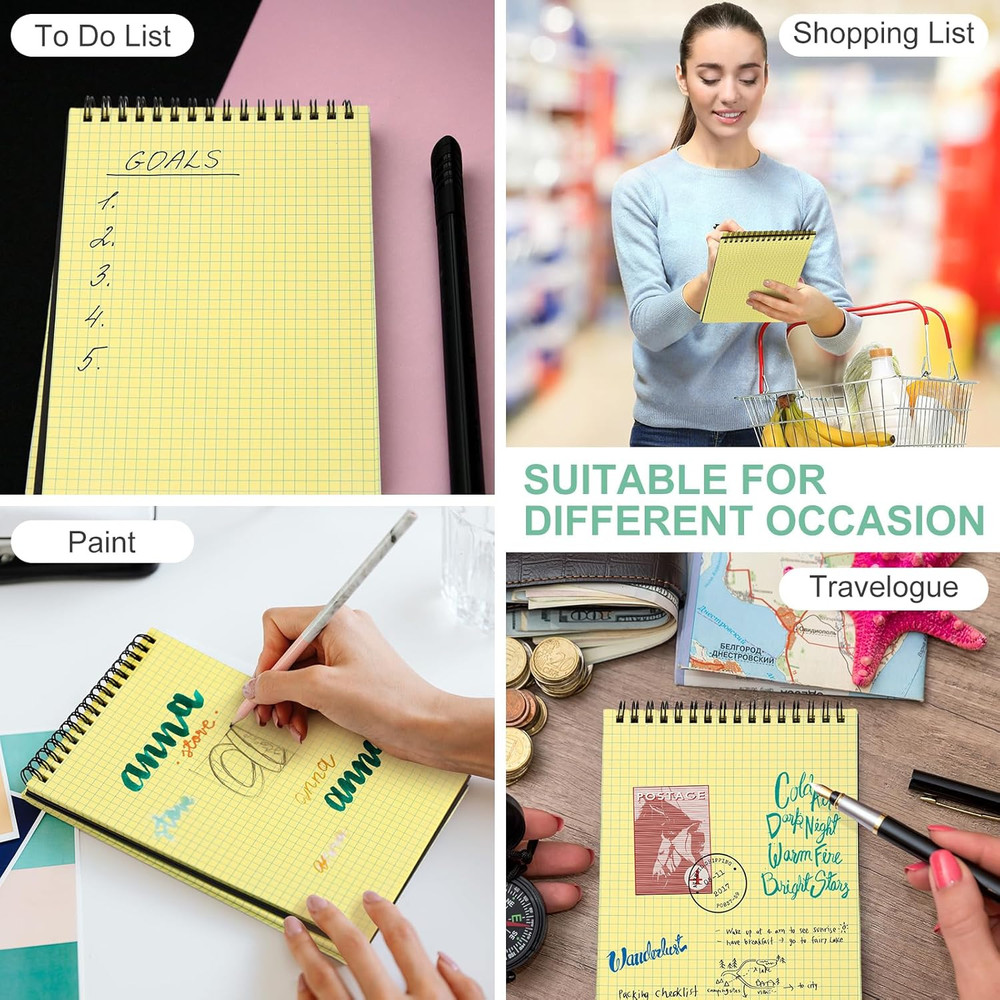 Engrowtic 2 Pack Graph Paper Spiral Notepad A5 Top Wirebound Notepad Grid Notebo