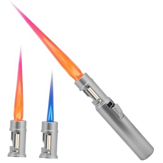 Torch Lighter, Butane Refillable Multifunction Straight Flame Bright Titanium