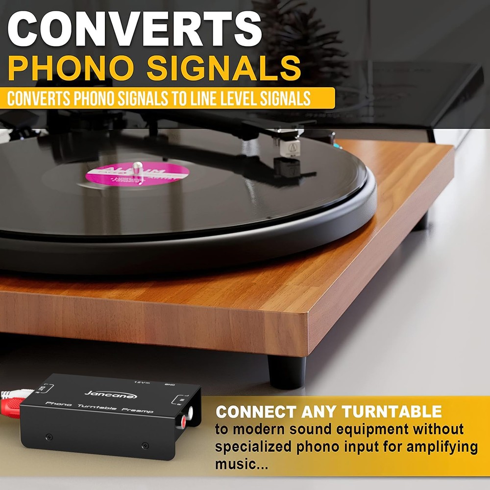 Phono Turntable Preamp, Phonograph Preamplifier with RCA Input, RCA/TRS...