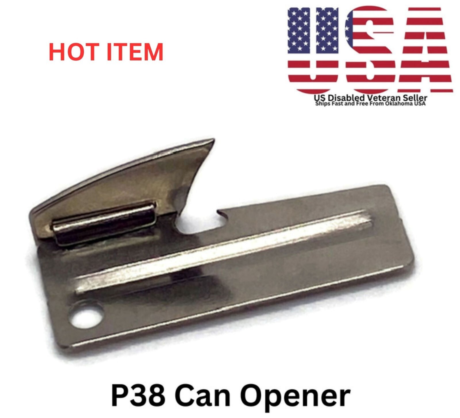 P38 Can Opener Military Spec. Stainless Steel - Made In The USA - Ships Free