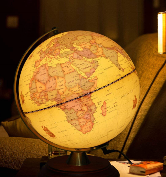 12'' Illuminated LED World Globe 720° Rotating Education Cartography Map Light