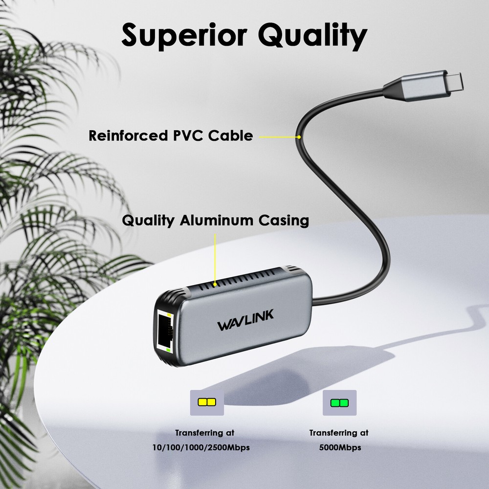 Thunderbolt 3/USB3.0 2-in-1 USB-C/USB-A 2.5G Ethernet Adapter Mac/Win/Linux Fast