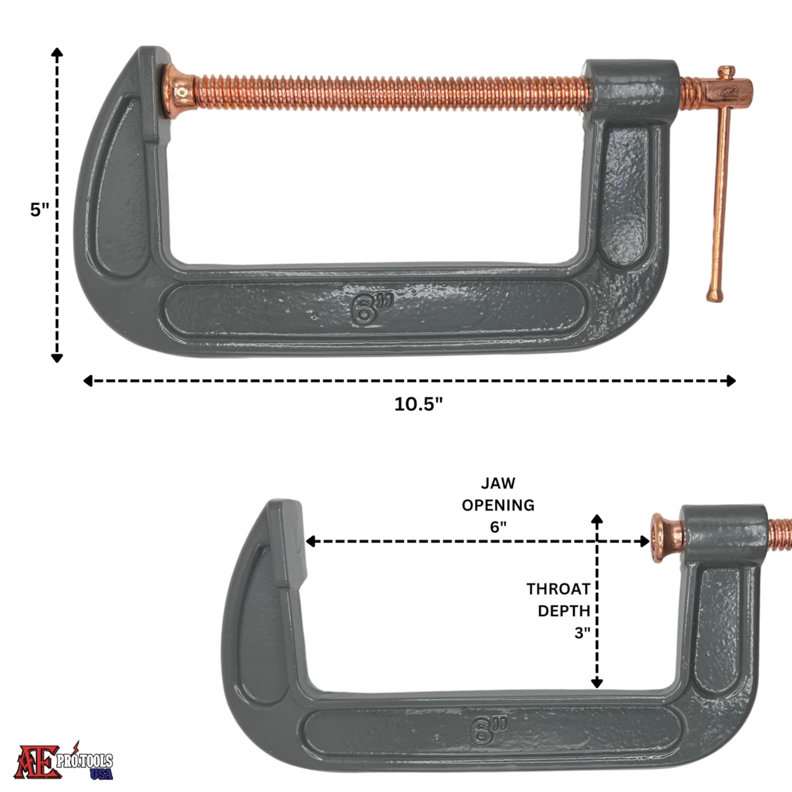 8 PC Set - Heavy Duty Steel C-Clamp | 3", 4", 6", 8" | Industrial Strength
