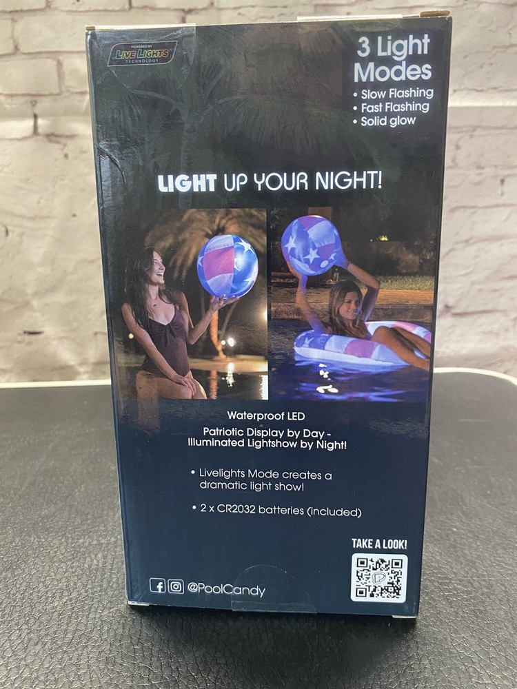 Pool Candy Illuminated LED Pool Beach Ball - NWT
