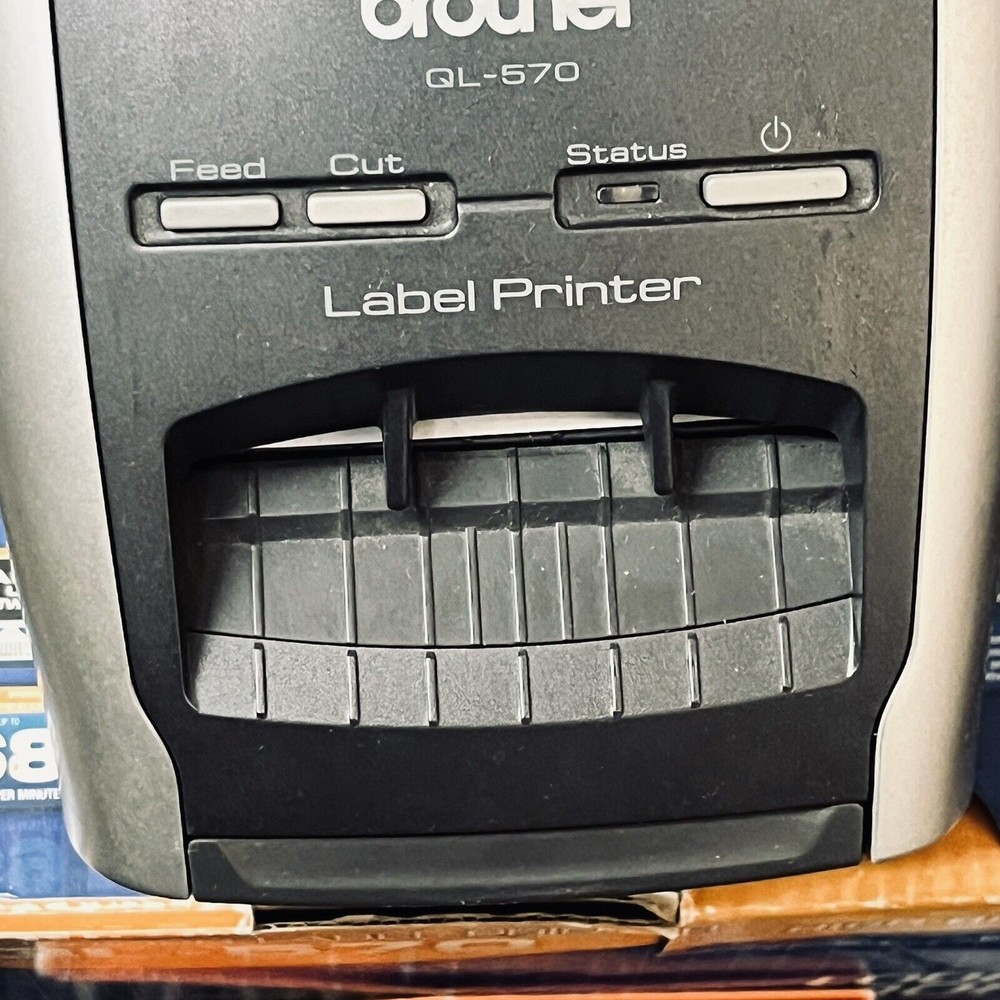 Brother QL-570 Label Printer w/ Extra Labels, Cords, USB Cable & Box - WORKS