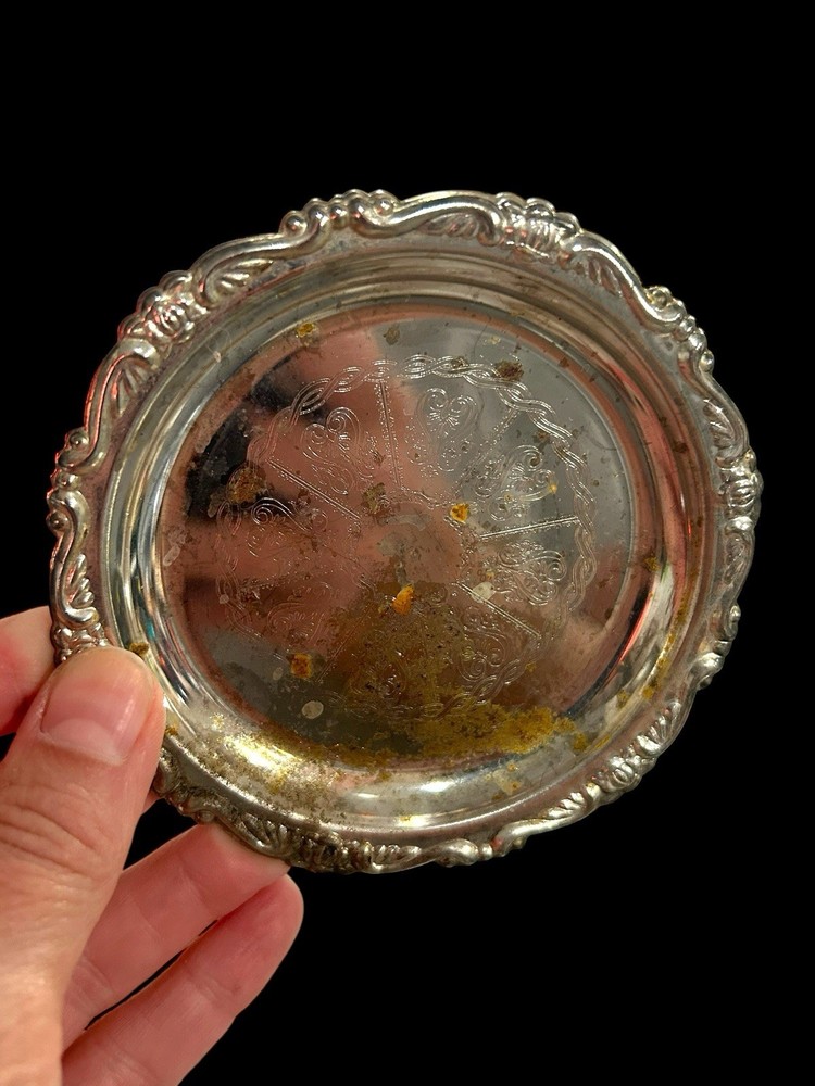 Vtg Silver Plated Trinket Dishes/ Coasters/Ashtrays Set Of 6 Italy Patina Issues