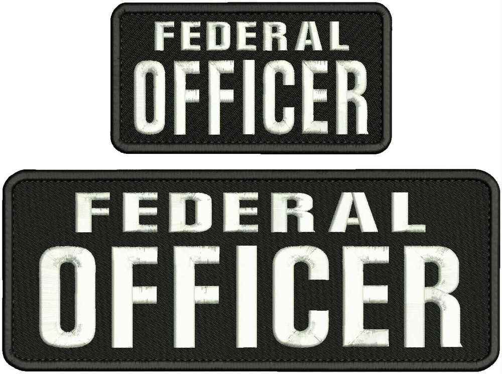 FEDERAL OFFICER embroidery patch 4x10 2X5 hook white letters