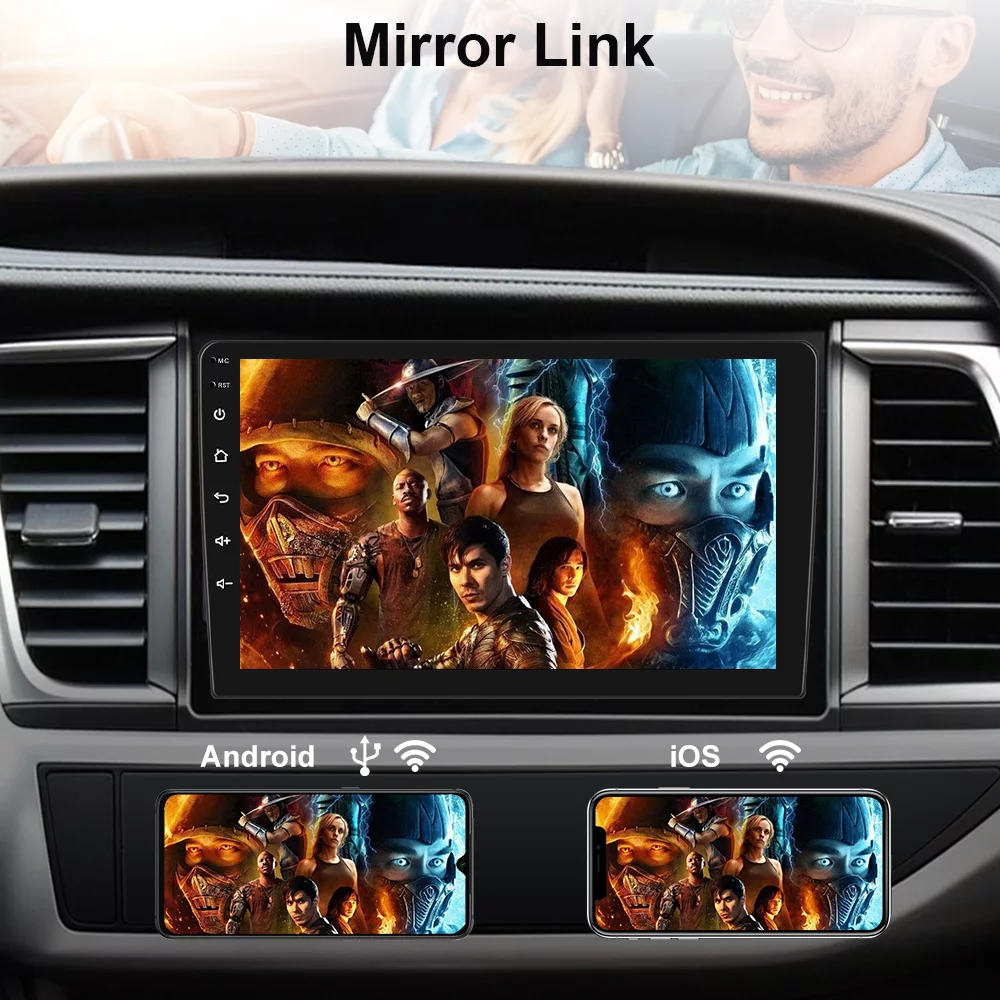 Single 1 Din Android 13 Carplay Car Stereo Radio GPS WIFI BT Touch Screen 10.1"