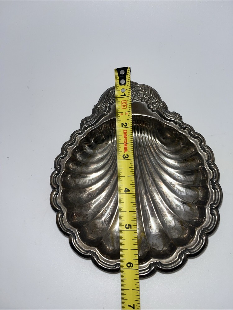 6” Silver Plated Shell Tray Marked HONG KONG