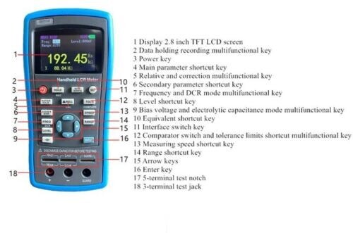 Handheld LCR Meter Portable Capacitance Tester Electrolytic Tester