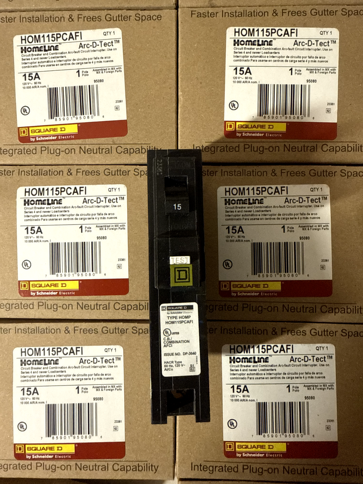 10 PCS HOM115PCAFI Square D Circuit Breaker 15A