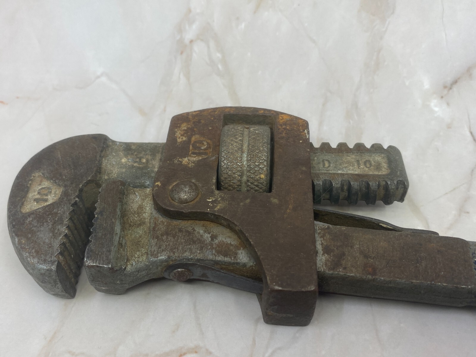 Vintage Adjustable Pipe Wrench Billings 10 A Made In USA Drop Forged