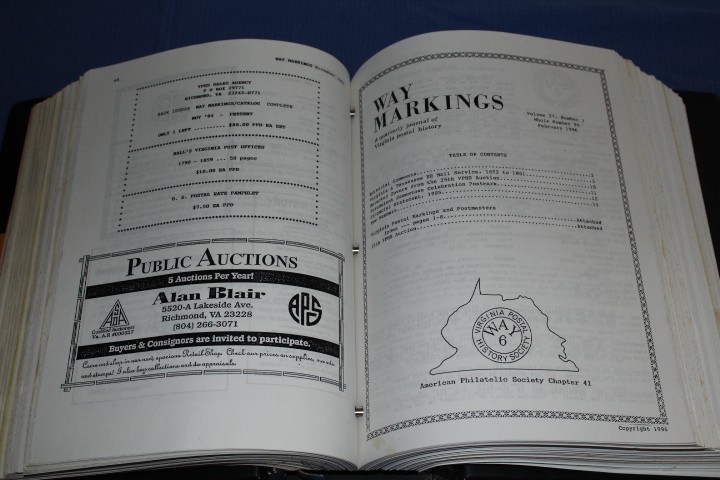 Way Markings Virginia Postal History Journal 4" binder 1984 2009 BlueLakeStamps