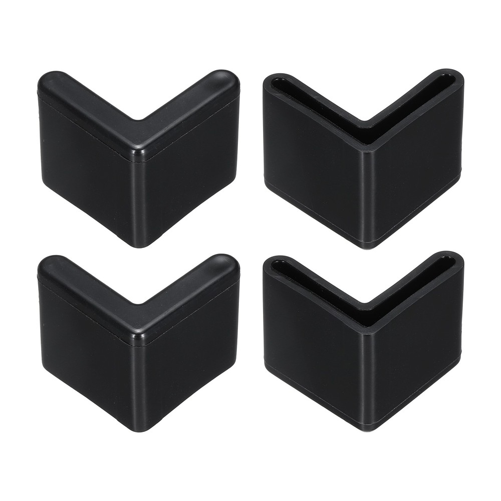 4Pcs 1" Bed Frame End Cap, L-Shape Angle Iron Foot Pad Leg Protector, Black