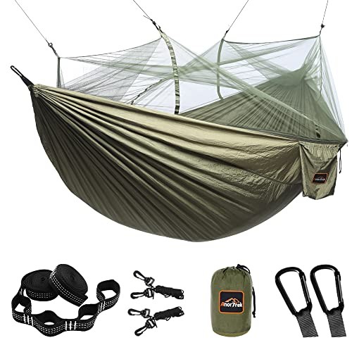Camping Hammock with Mosquito Net, Double & Single Lightweight Portable