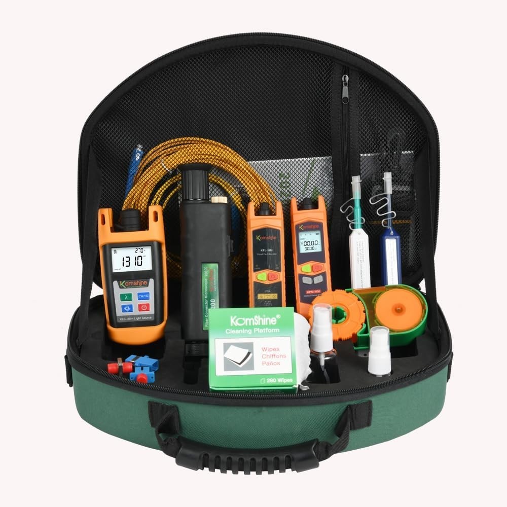 Compact Optical Fiber Loss Kit: Microscope, Power Meter & Cleaning Tools Inside