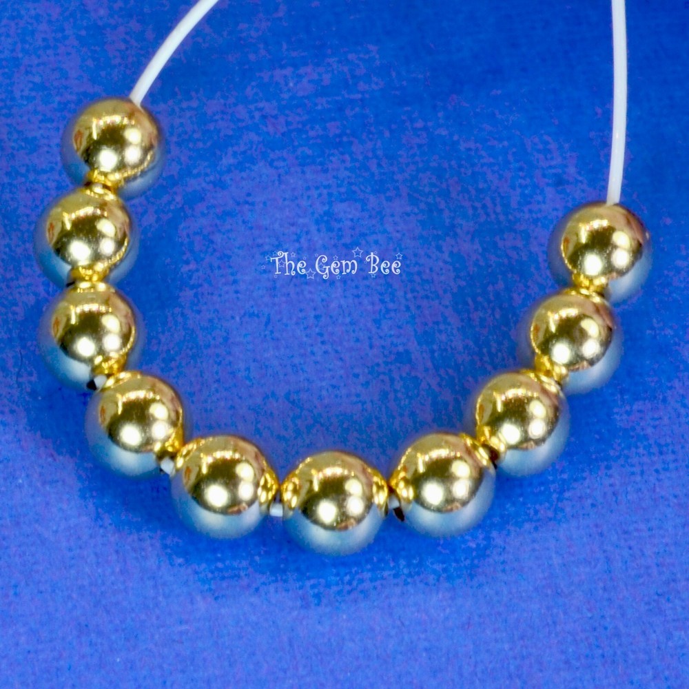 4MM 18k Solid Gold Smooth Round Ball Sphere Bead Spacer (10)