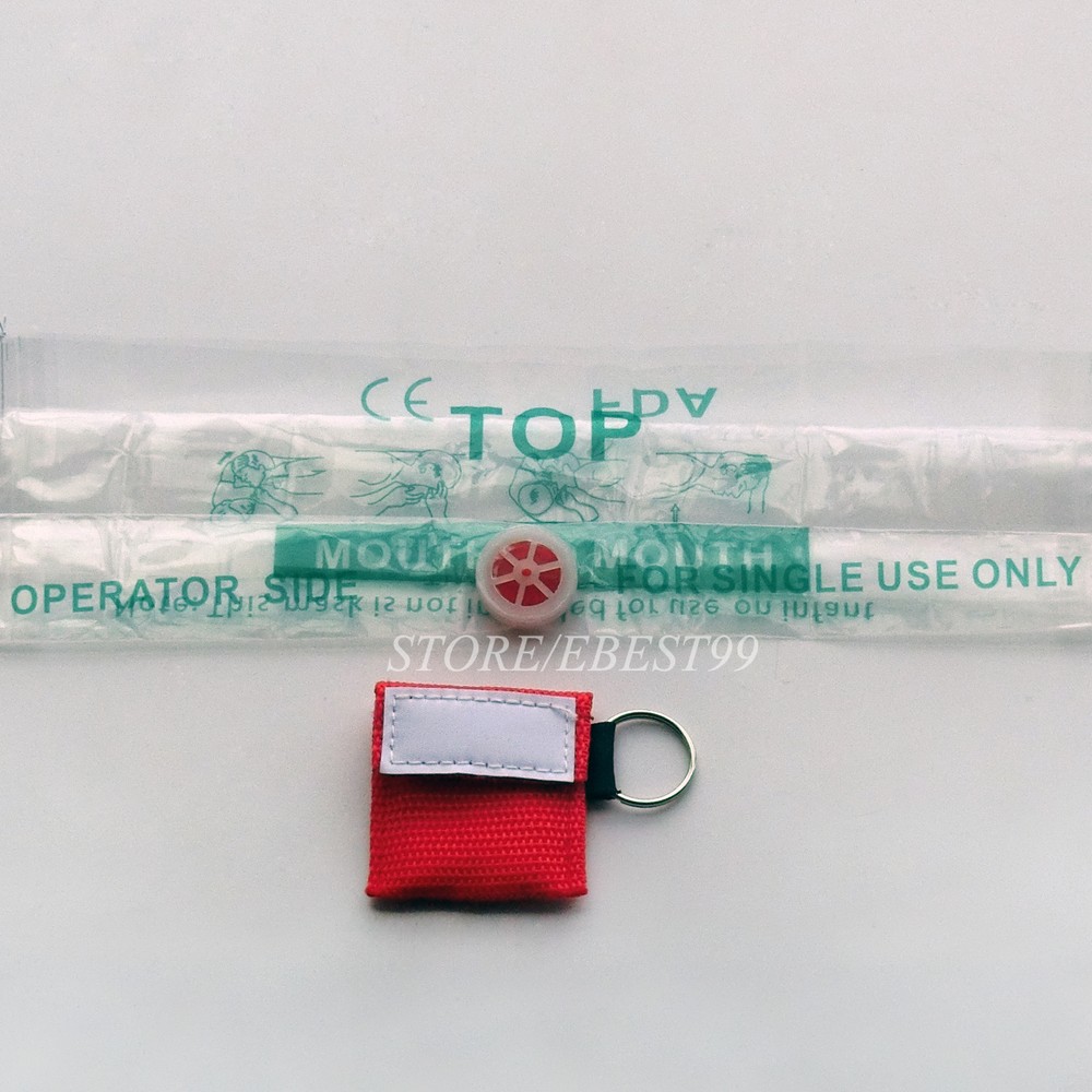 100 X First Aid CPR Mask CPR AED For Training Keychain Red Elysaid CPR