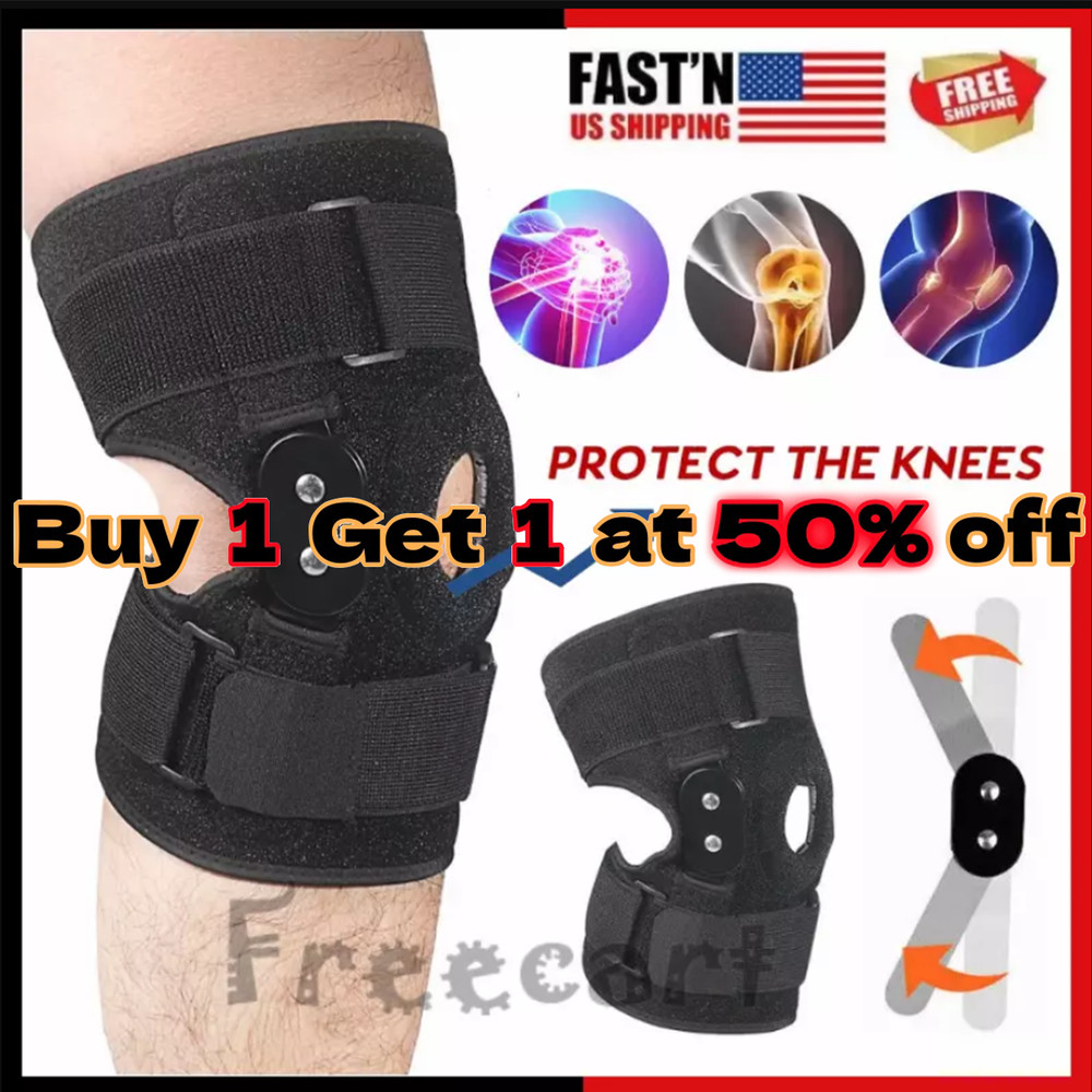 Knee Brace Hinged Compression Sleeve Joint Support Open Patella Stabilizer Wrap