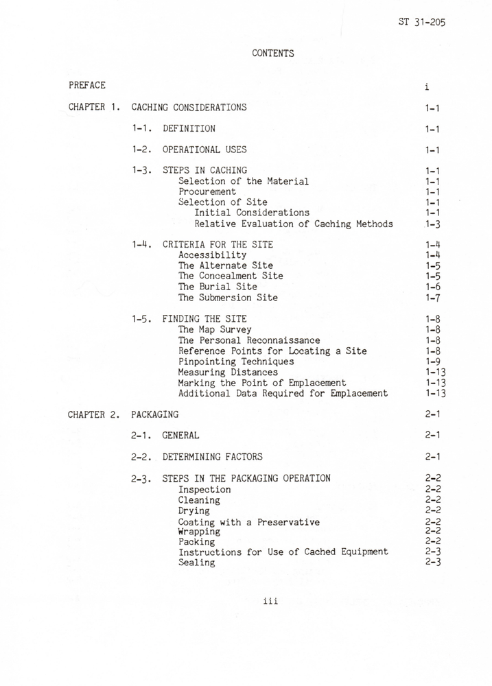 44 Page 1991 ST 31-205 SPECIAL FORCES CACHE CACHING TECHNIQUES Manual on Data CD