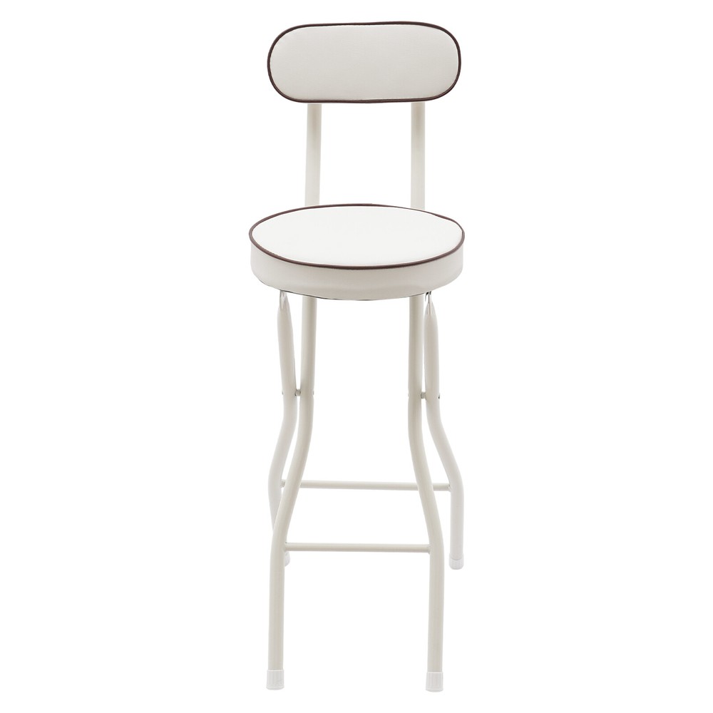 2PCS Bar Stool Portable Folding Stool Padded Folding High Chairs White