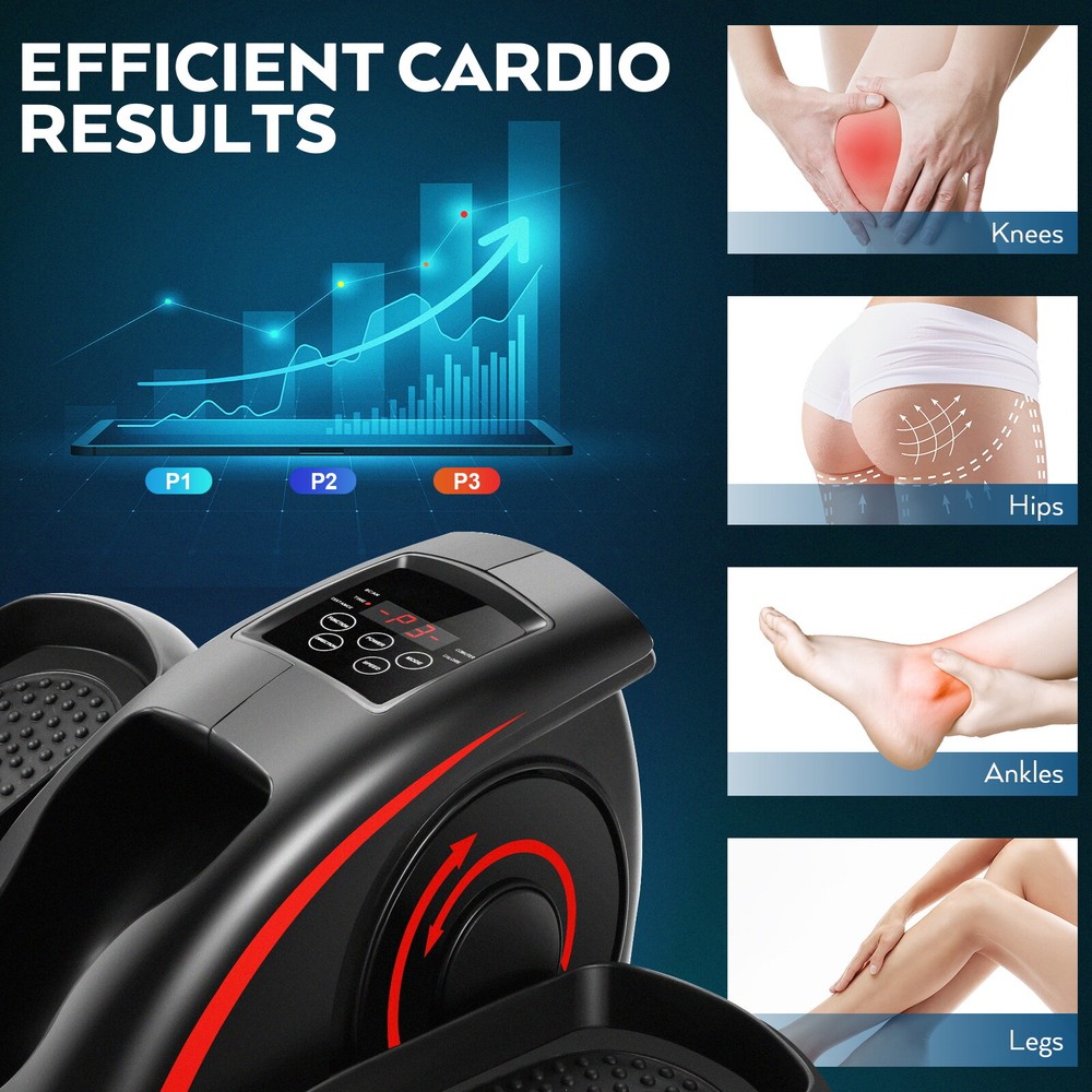 Under Desk Elliptical Pedal Exerciser Seated Elliptical Machine w/Remote & LCD🏆