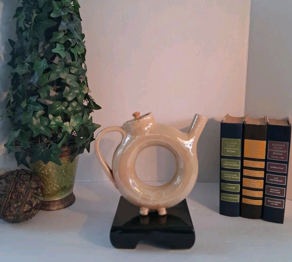 Donut Shaped Teapot w/ Lid; Handmade;