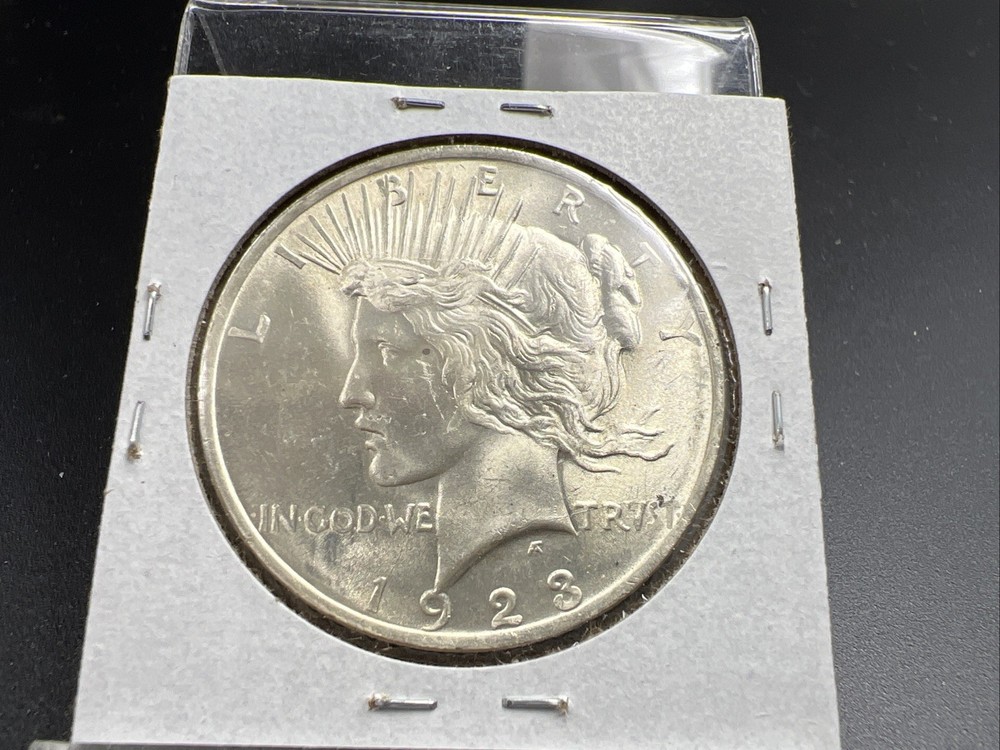1923 P $1 Peace Silver Dollar Coin Reverse Lamination Error CH BU