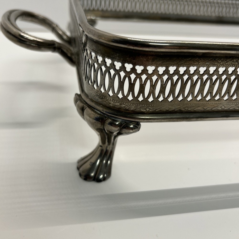 Silverplate Casserole Dish/Book Holder Reticulated Footed Vintage
