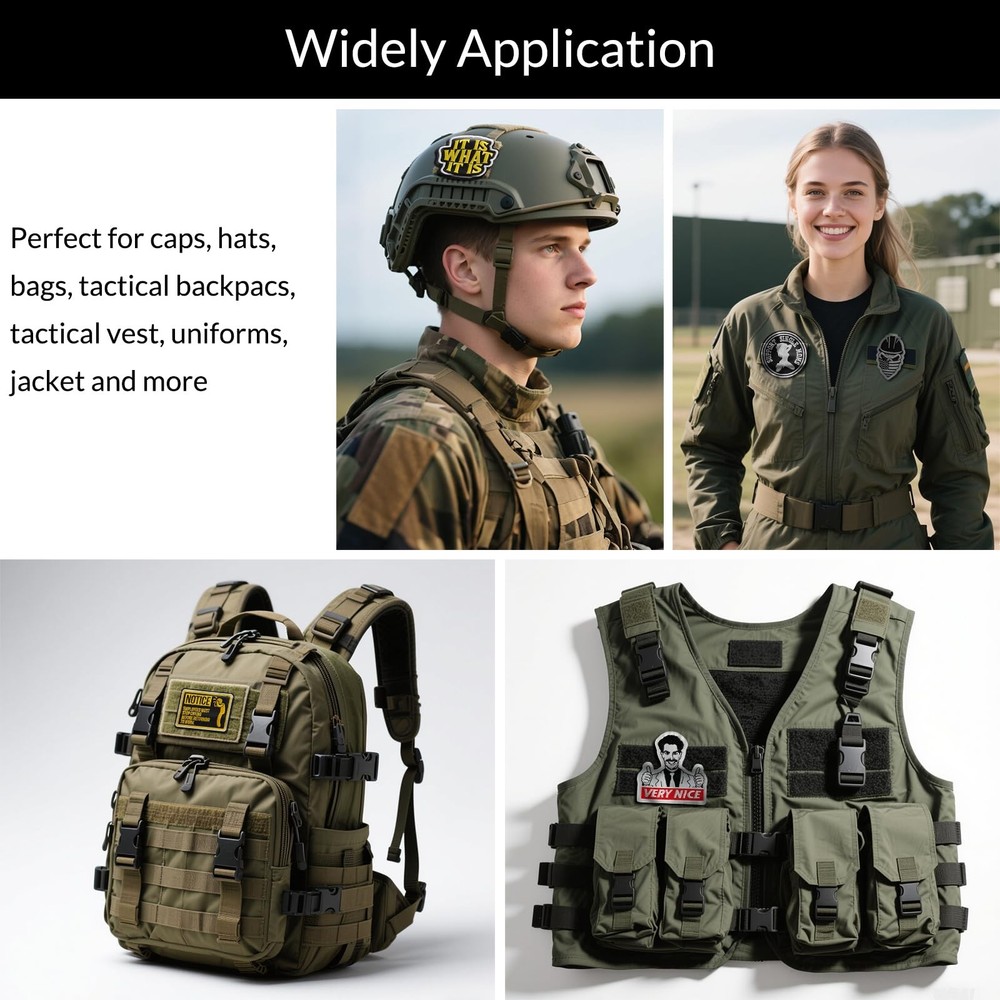 SYLVASS 50PCS Random Funny Hook and Loop Patches Set, Embroidered Tactical