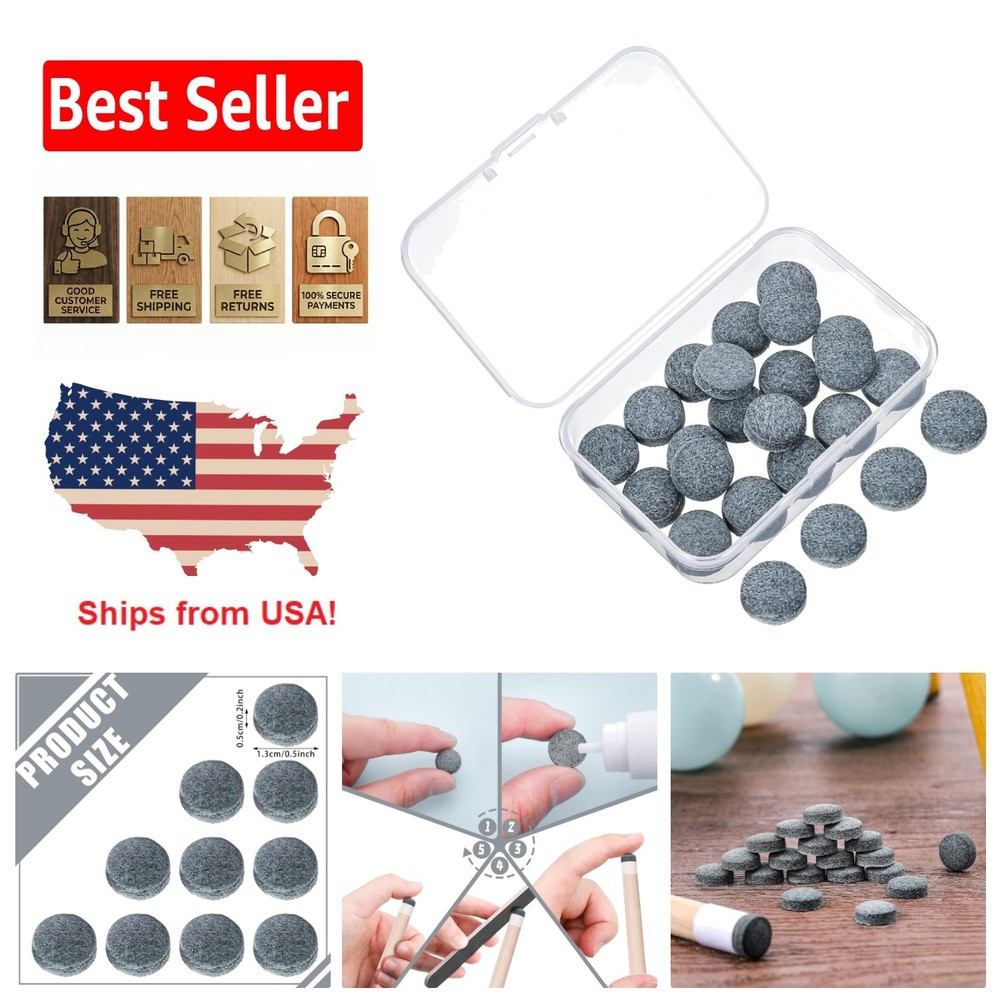 20 Pcs Billiard Cue Tips Replacement Kit with Storage Box for Perfect Control