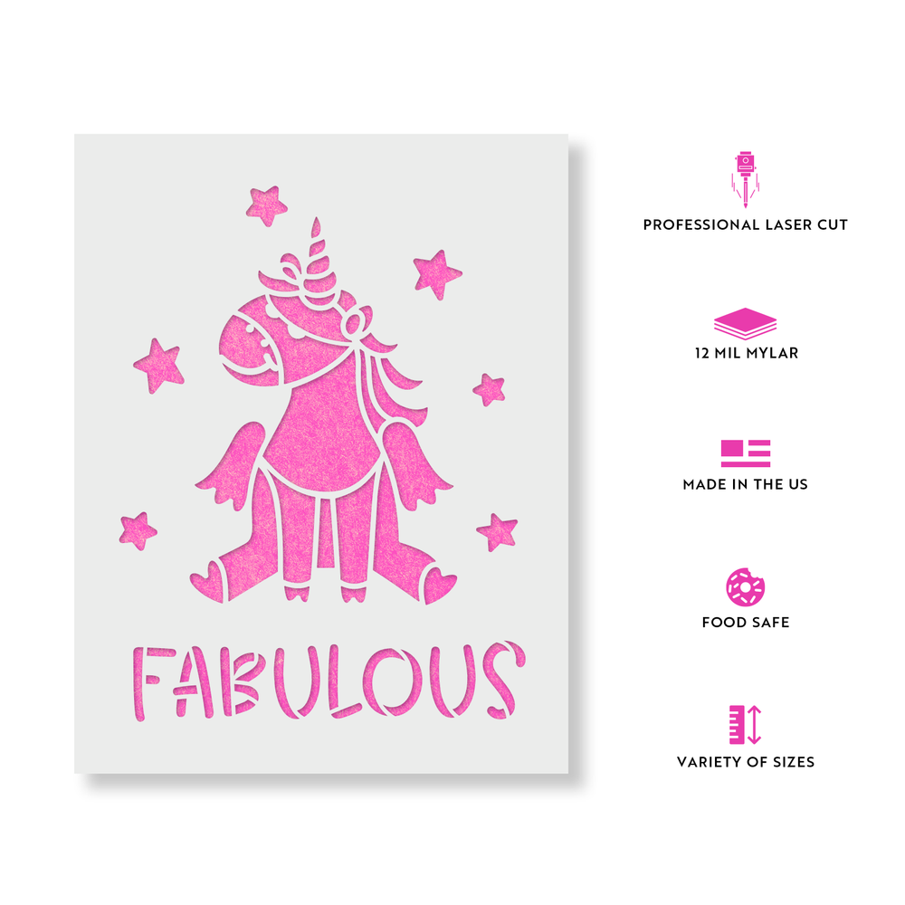 Unicorn Fabulous Stencil - Durable & Reusable Mylar Stencils