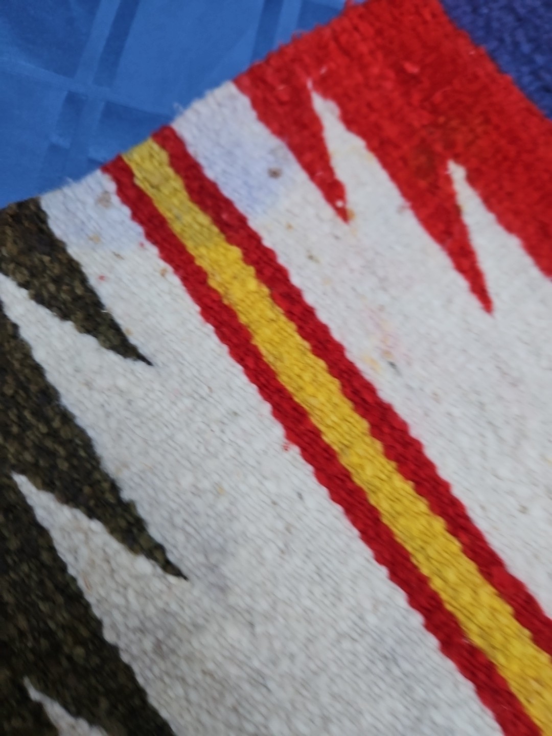 Vintage Navajo Rug Small Native American Indian 20x39 Geometric Weaving Antique