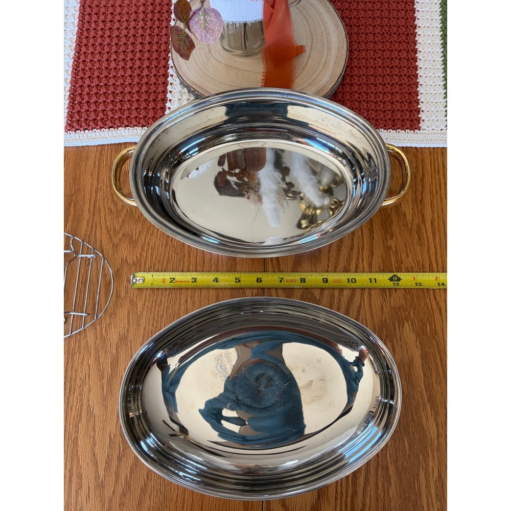 Command Performance Gold 18/10 Stainless Covered Serving Dish – 10" – Vintage