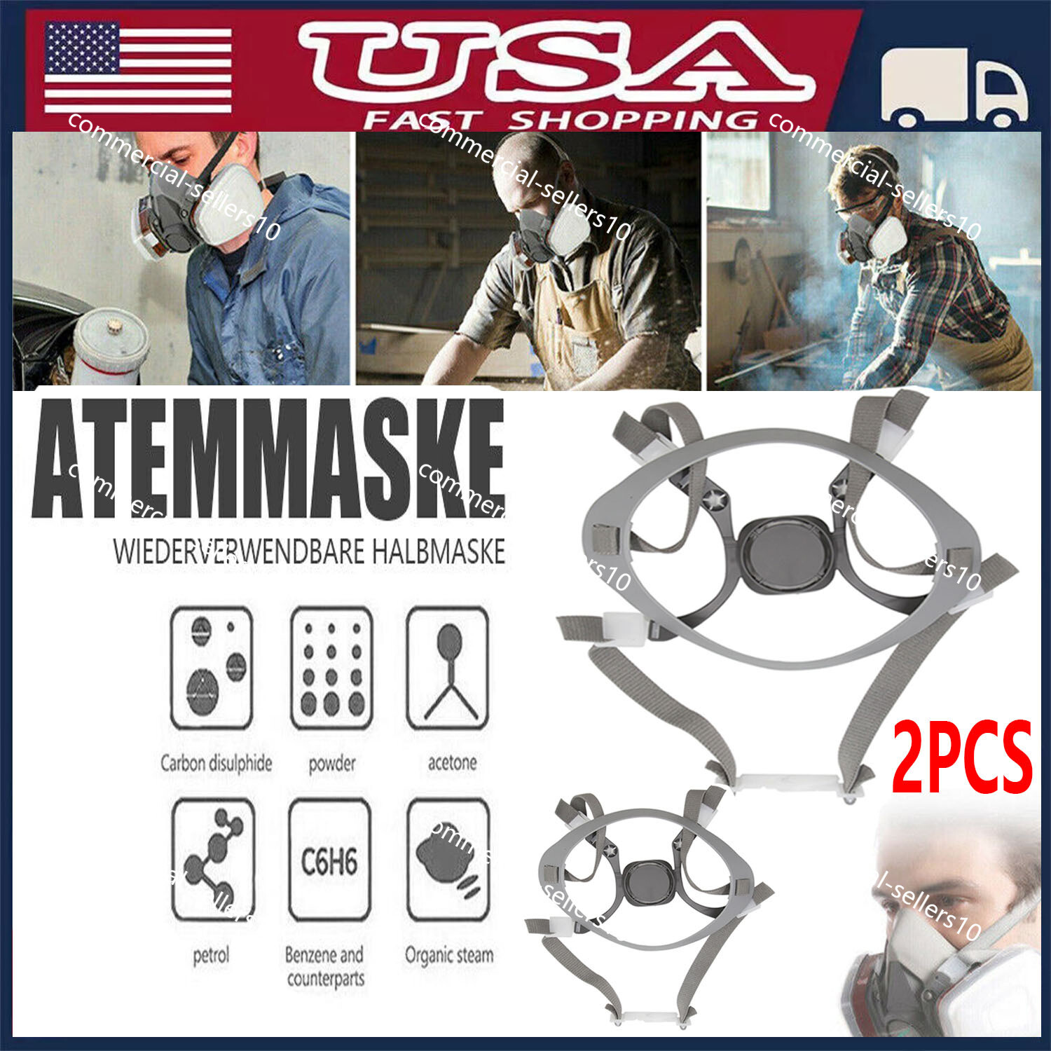 2PCS Replacement Head Harness Assembly 6281 for 6000 series 3M 6191 6291 6391