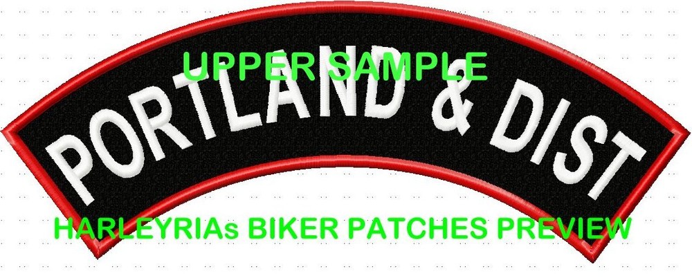 CUSTOM/MADE TO ORDER (BLOCK FONT) UPPER ROCKER ONLY   .... BIKER PATCH