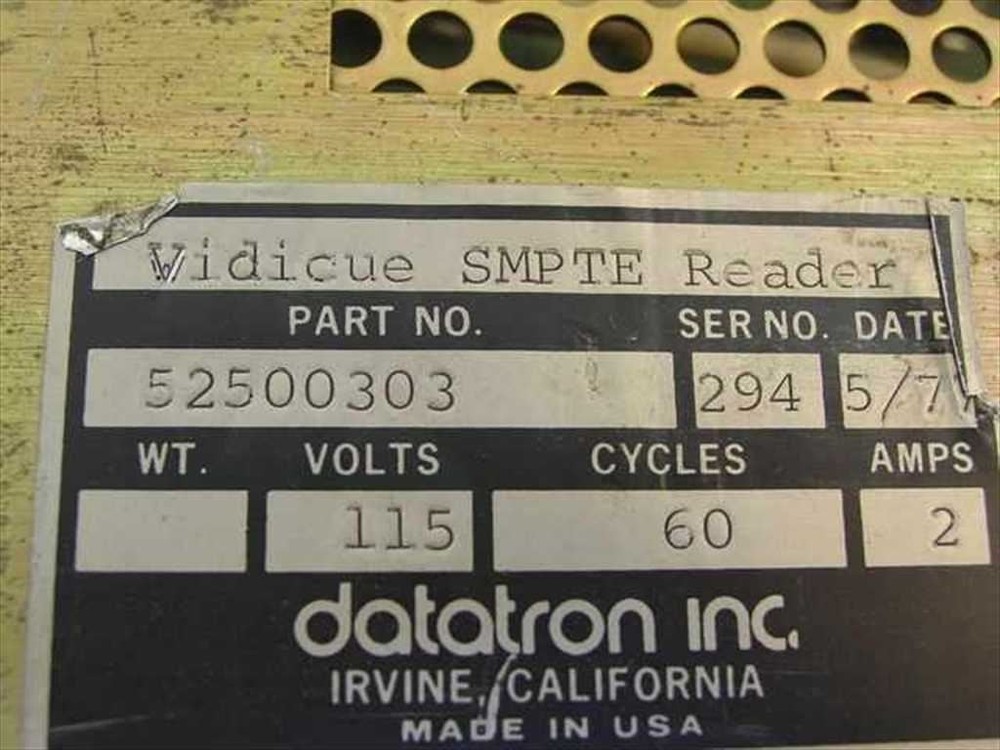 Datatron Vidicue SMPTE Reader 0303 Time Code Device Rackmount 5250