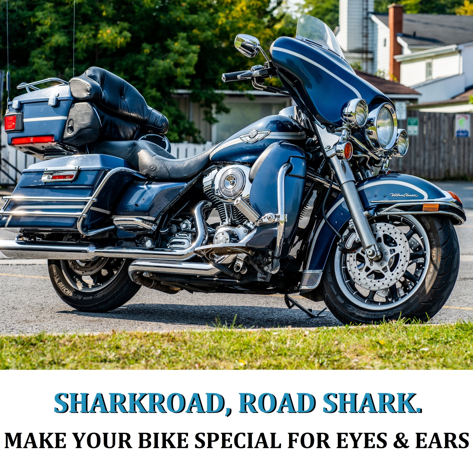 SHARKROAD Independent True Dual Exhaust for Harley 2017-Up Touring Black