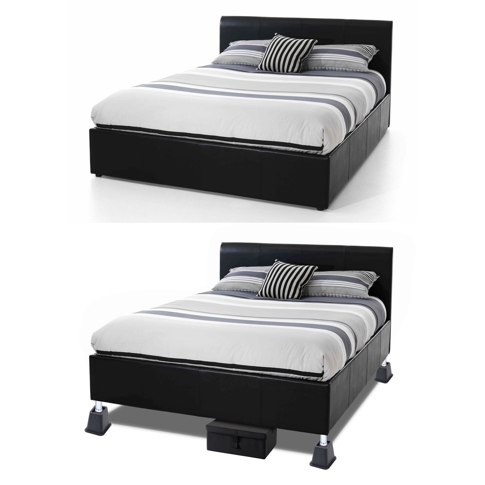 5-6" Black Bed Risers, Heavy Duty Stackable Furniture Risers, 4-Pack