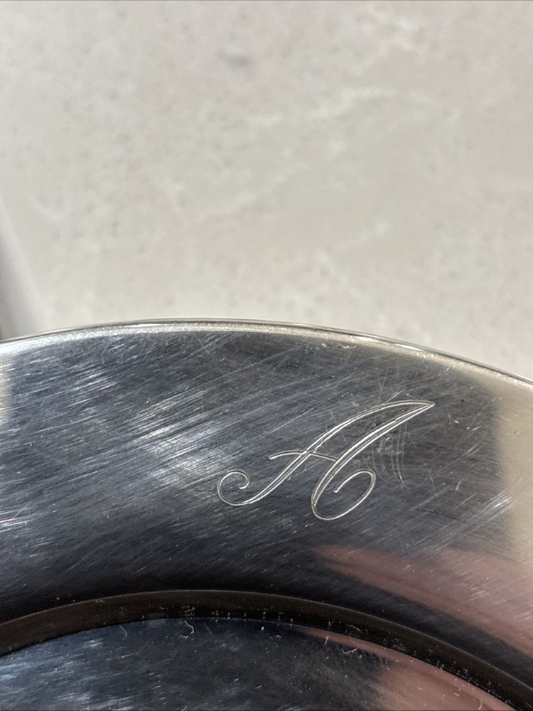 Pair (2) monogrammed “A” Silver Plated 6” Plates, Wm A Rogers, 8 available