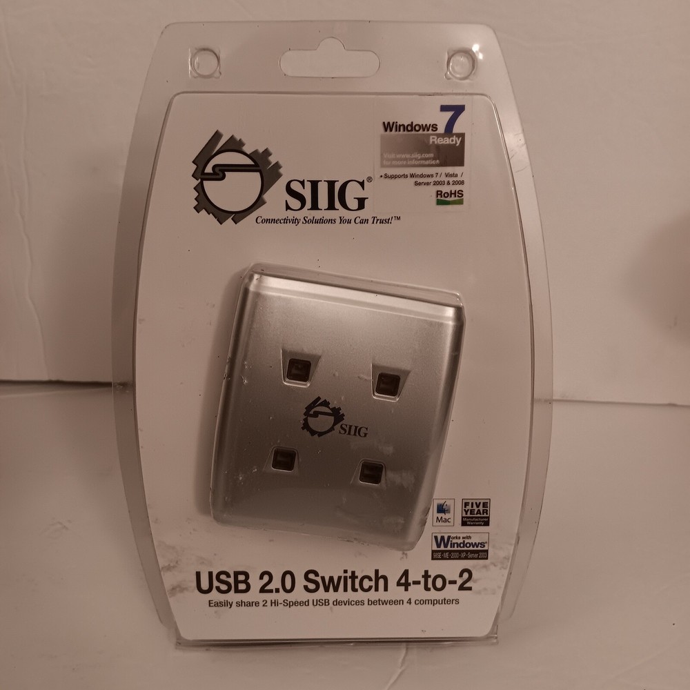 SIIG USB 2.0 Switch 4 To 2 Share 2 Hi-Speed USB Devices Between 4 Computers