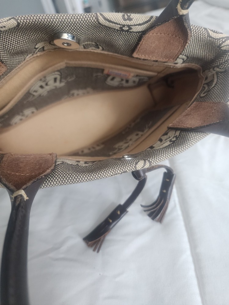 Dooney & Bourke DB Logo Dark Brown Double Handle Mini Tassel