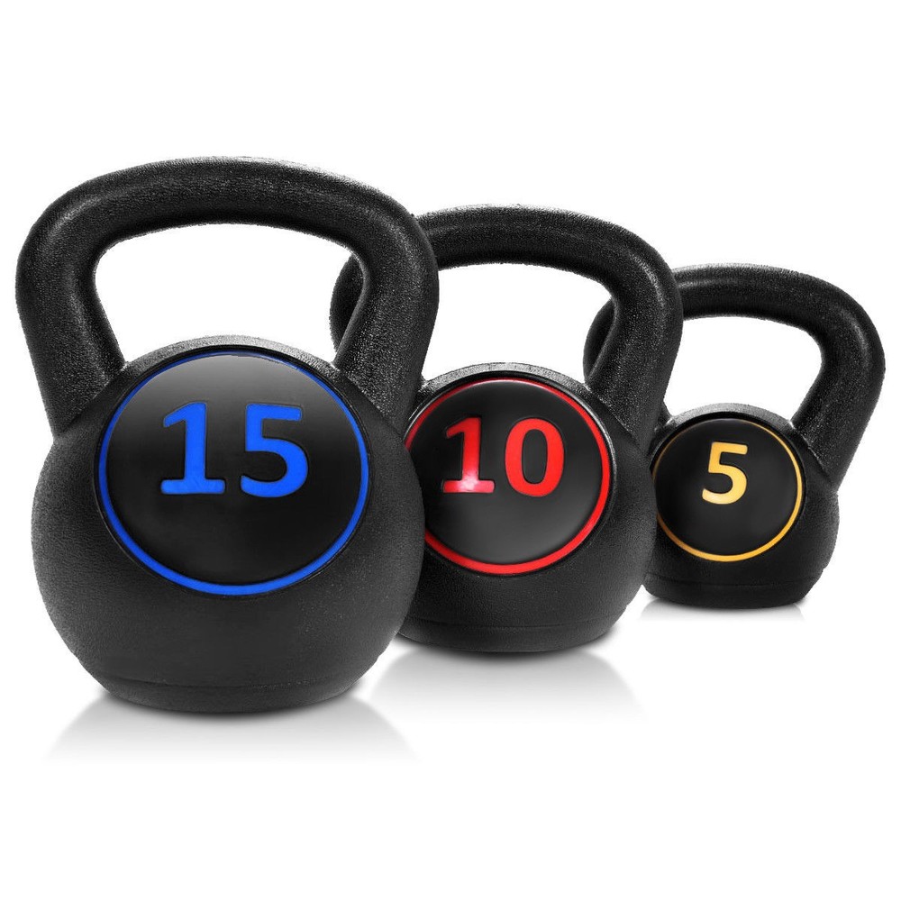3PC Vinyl Kettlebell Kit Body Muscles Training Weights Set
