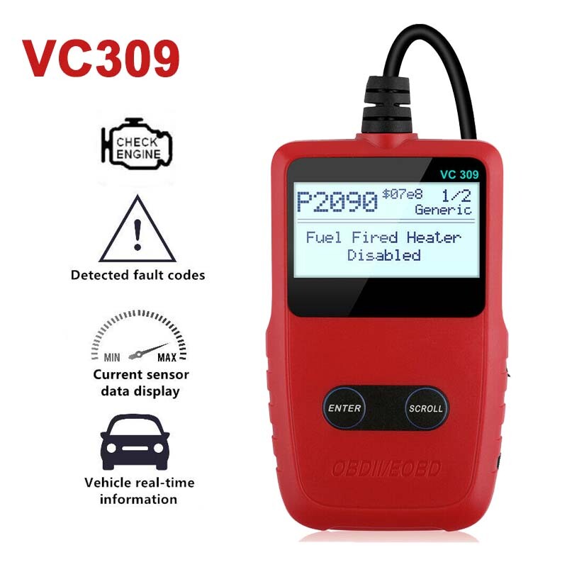 VC309 OBDII Scanner Automotive Engine Check Fault Code Reader Diagnostic Tool
