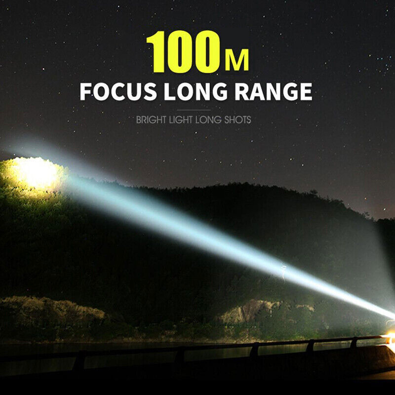 2pcs Super Bright 22000000LM LED Flashlight High Powered Torch Rechargeable Lamp